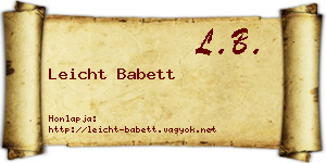 Leicht Babett névjegykártya